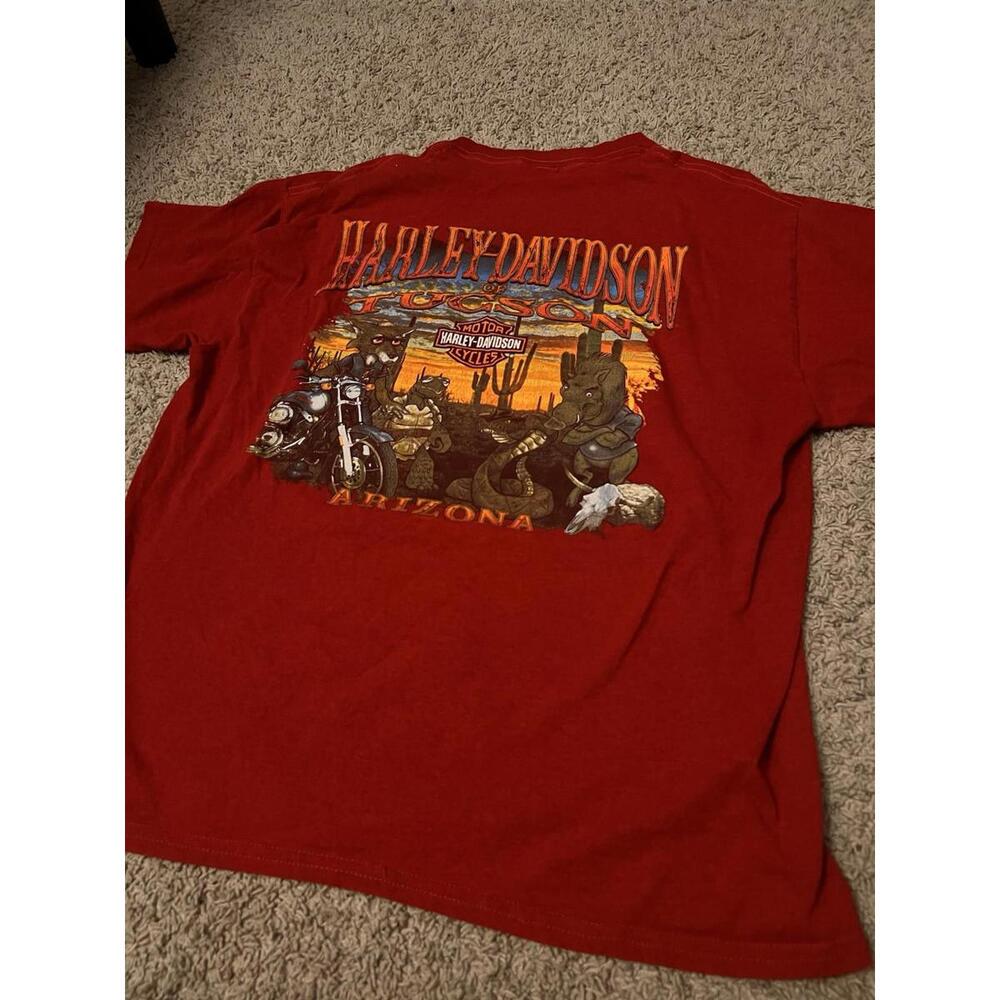 Harley Davidson Red Graphic Desert Wildlife Tucson AZ T-Shirt Men’s Size M